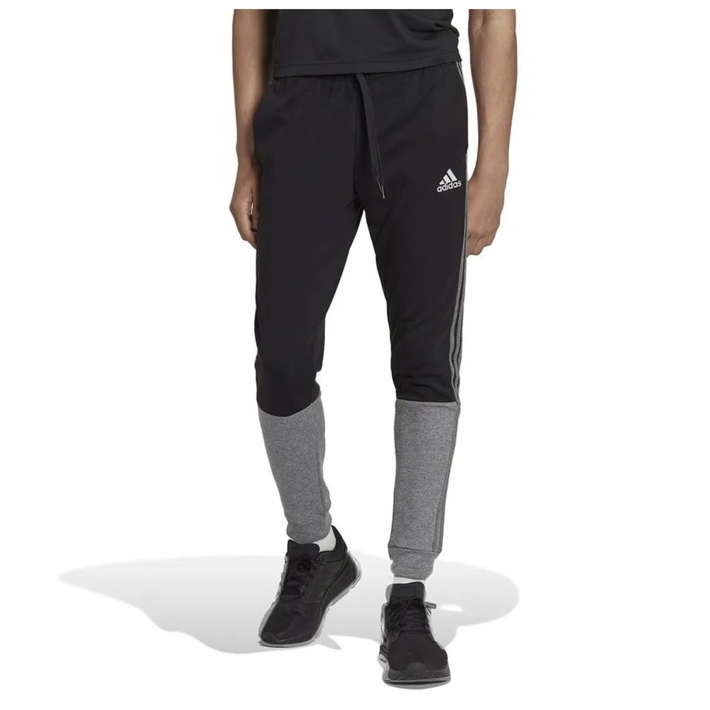 Adidas Men's Black/Grey Essentials Mélange French-Terry Joggers HK2899 Size 2XL - Picture 2 of 6